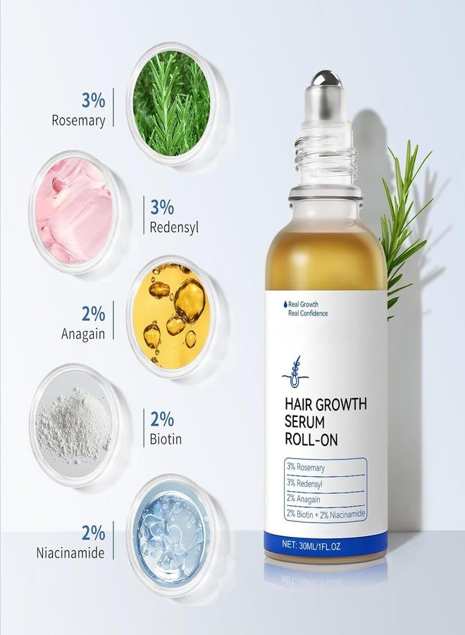 ROYALS RADIANCE Hair Growth Serum Roll-On with Rosemary, Redensyl, Anagain & Biotin | Promotes Hair Regrowth & Reduces Hair Fall | Chemical-Free, Vegan Formula | For Men & Women | 30ml (2) - Image 2
