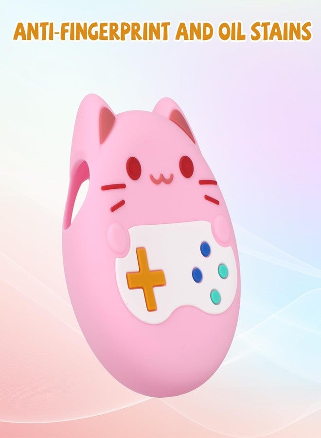 Penitue Silicone Case Cover for Tamagotchi Paradise, Shockproof Cute Cat Cartoon Silicone Protection Case with Lanyard Anti-Drop Screen Accessories Protector (Pink) - Image 5