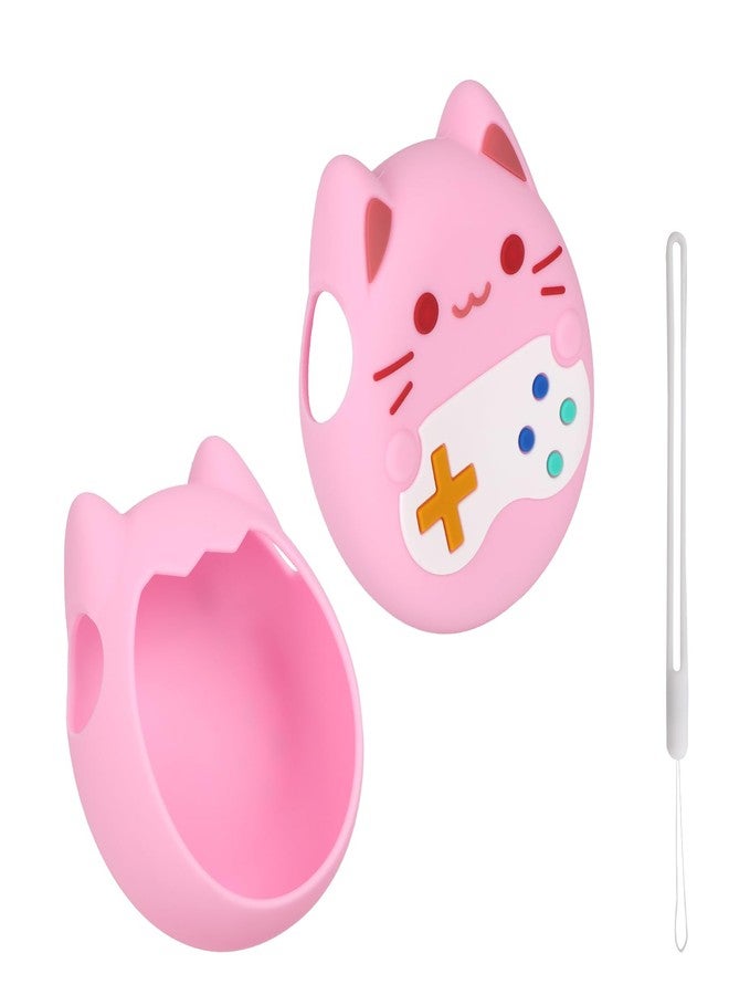 Penitue Silicone Case Cover for Tamagotchi Paradise, Shockproof Cute Cat Cartoon Silicone Protection Case with Lanyard Anti-Drop Screen Accessories Protector (Pink) - Image 1