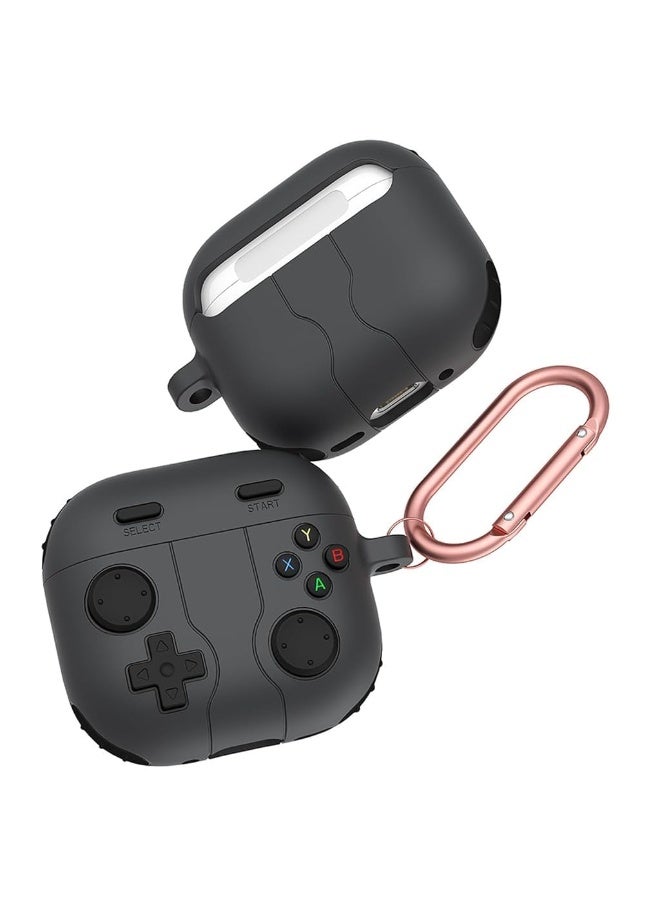 HASTHIP® AirPods 4 Generation Case Cover, Shockproof Wireless Charging Case, with Keychain Shock-Proof Protective Silicone Case, Handheld Game Console Design Case for Airpods 2/4nd (Black)