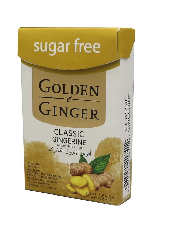 GOLDEN GINGER Classic Ginger Sugar-Free Lozenges Soothing and Moisturizing Throat Lozenges - 45g  - Image 1