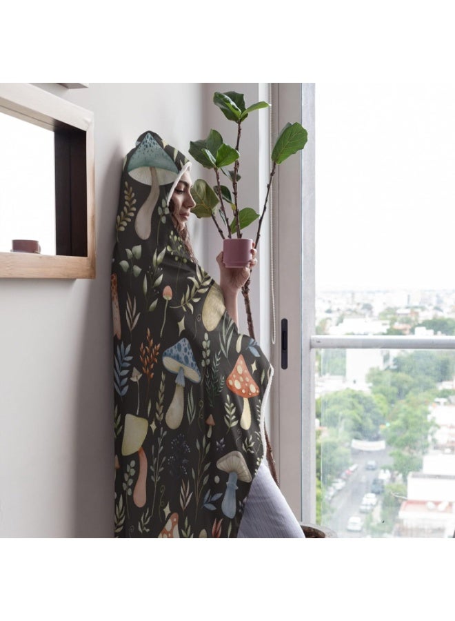 ARTIEMASTER Mushroom Hooded Blanket Mushrooms Gifts for Women Soft Fleece Flannel Dark Wild Forest Mushrooms Throw Wearable Blanket All Season Plant Blankets for Bed Decorative 50"x40" for Kid - Image 5