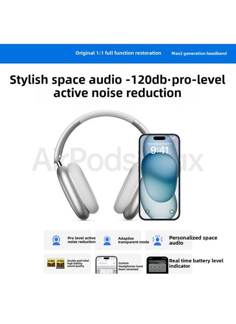 Headset Huaqiang North 1:1 Top With Max 2nd Generation Active Noise Cancel-120db Applicable To Full Series-Colour:Max High Configuration  Full Function - White