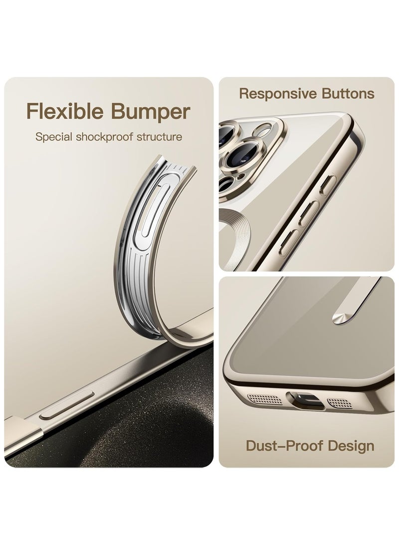 Magnetic Clear Case for iPhone 15 Pro Max 6.7-Inch, Camera Lens Full Protection, Soft TPU Phone Cover, Compatible with MagSafe Wireless Charging, Shockproof TPU Phone Cover (Natural Titanium) - Image 5