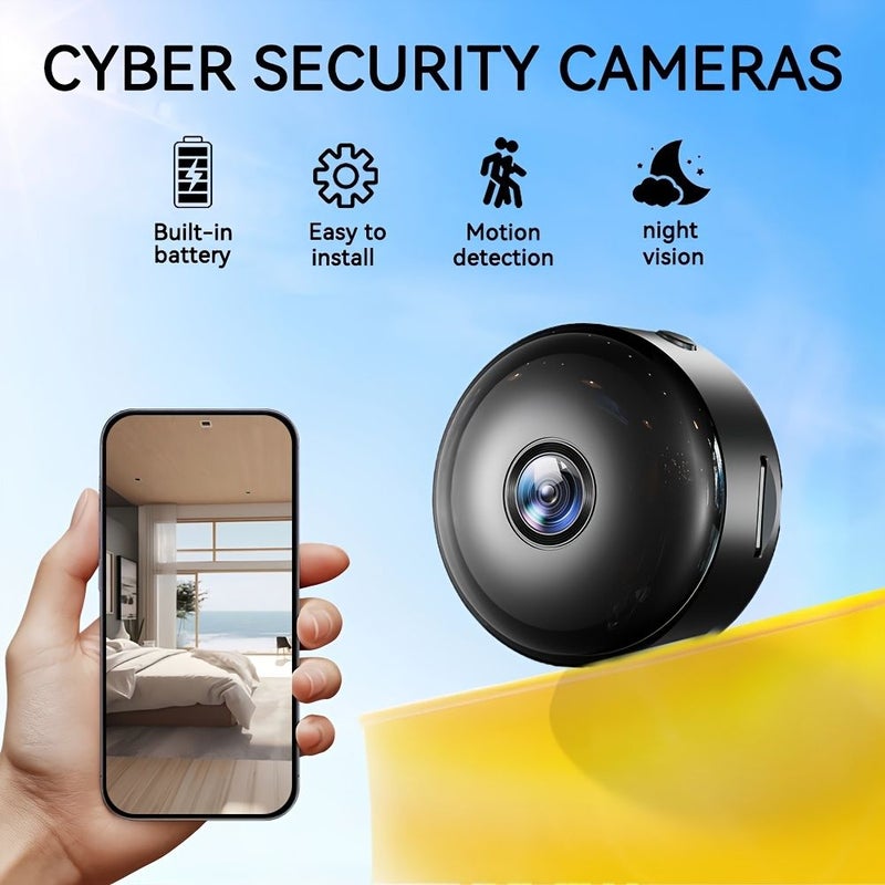Versatile Space Saving Rechargeable Li Polymer Battery Wifi Smart Security Camera Night Vision Monitoring IP Camera For Home Pet Vehicle Monitoring Black - Image 1