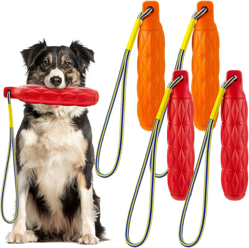 Blueweenly 4 Pcs Floating Dog Toys Bumper Toys with Throw Rope Dog Retriever Training Puppy Pool Standard Size Water Interactive Chew Toy for Duck Dog Hunting Training Outdoor Pool Activities - Image 1