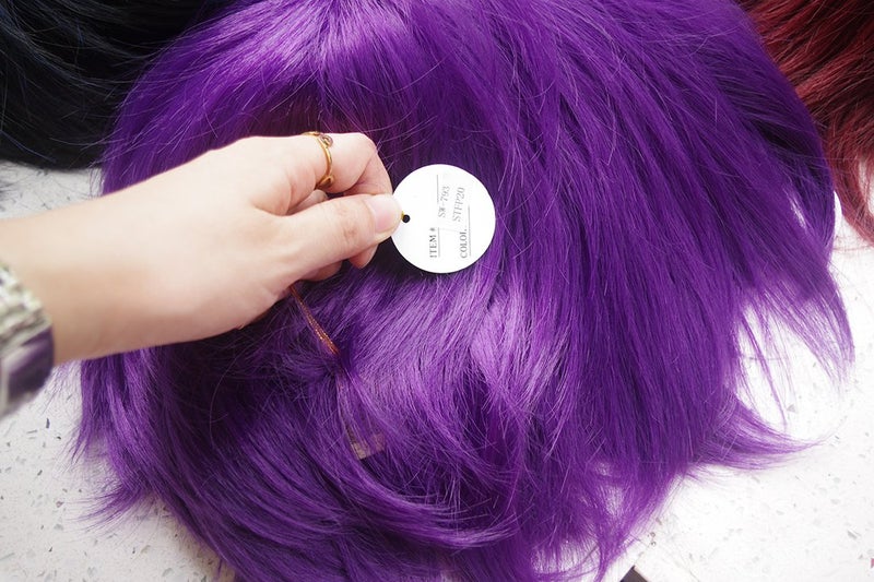 LABEAUTÉ Short Purple Anime Wig Male Men Anime Fluffy Lavender Cosplay Wigs With Bangs Unisex Heat Resistant Hair for Party Halloween + Free Cap - Image 3
