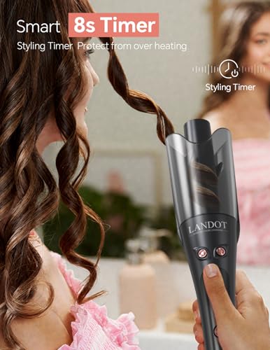 LANDOT Automatic Rotating Curling Iron 1-Inch - Versatile Styling for Salon Waves, Curls & Spirals | 8 Temp Settings & Anti-Scald Design for All Hair Types | Perfect for Daily Use & Beginners - Image 4