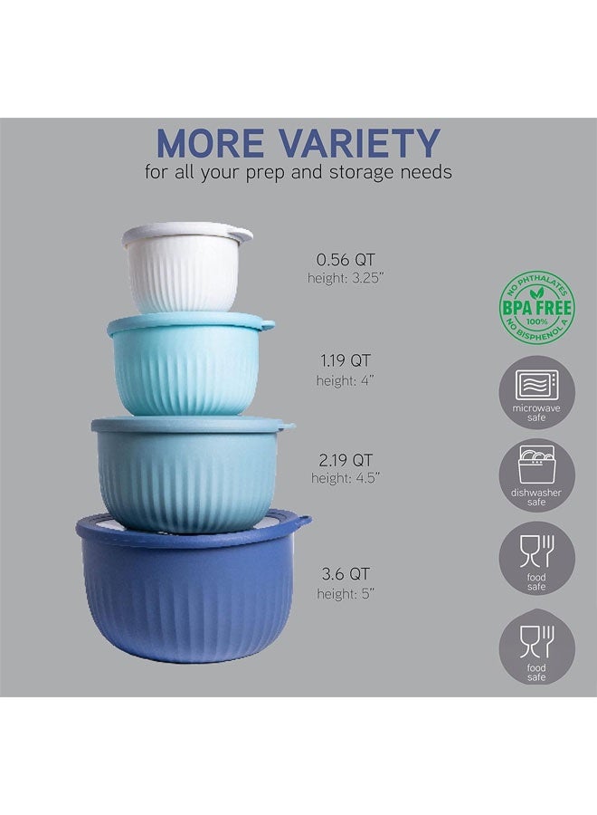Bukela Set of 4 Prep, Store & Serve Plastic Bowls - w/See-Thru Lids- Dishwasher, Microwave & Freezer Safe, (0.7, 1.4, 2.6, 4 Quarts) - Multicolor - Image 5