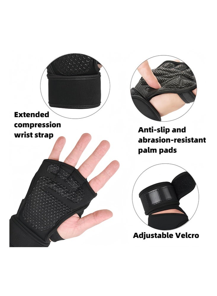 قفازات الصالة الرياضية، للتنفس بقبضة قوية وحماية راحة اليد للرجال والنساء مثالية للجيم والتدريب المتقاطع وركوب الدراجات ورفع الأثقال - أسود - Image 4