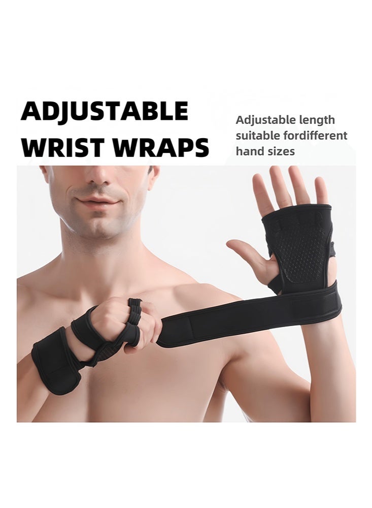 قفازات الصالة الرياضية، للتنفس بقبضة قوية وحماية راحة اليد للرجال والنساء مثالية للجيم والتدريب المتقاطع وركوب الدراجات ورفع الأثقال - أسود - Image 3