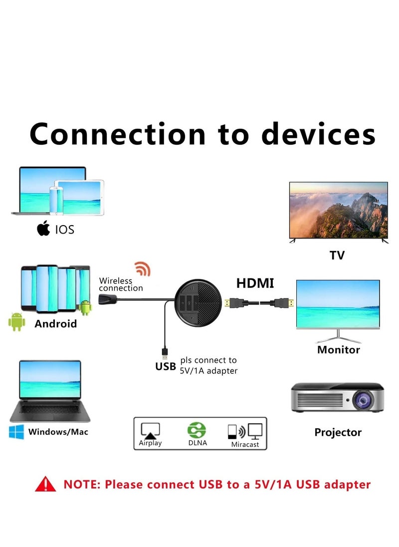 Generic - Wireless HDMI Display Adapter, Miracast Dongle,with HDMI Cable, for Streaming YouTube, Wireless HDMI Screen Mirroring, Used for Android Casting/Mirroring to TV/Projector/Monitor - Image 1