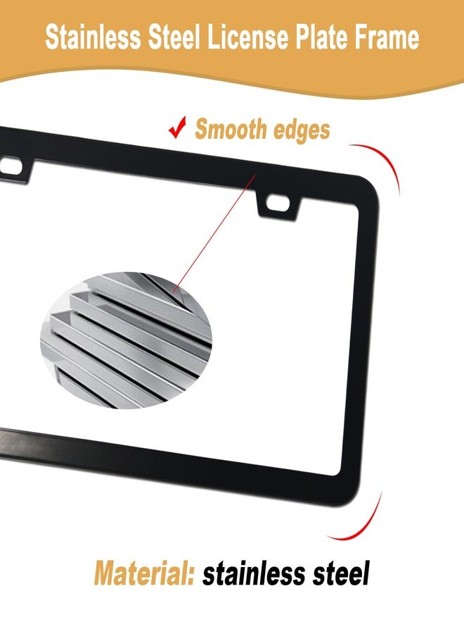 Aootf License Plate Frames Covers - Stainless Steel Black Car Tag Holder and Clear Flat Shield, Unbreakable Front Rear Protector with Screws Caps, 2 Sets - Image 3