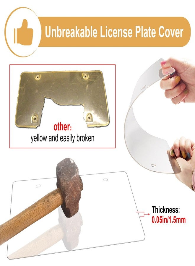 Aootf License Plate Frames Covers - Stainless Steel Black Car Tag Holder and Clear Flat Shield, Unbreakable Front Rear Protector with Screws Caps, 2 Sets - Image 4