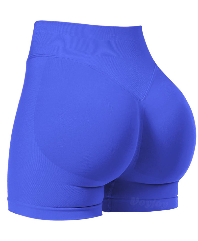 VOYJOY Women Workout Impact Shorts 2.5"/ 3.6"/ 4.5"/ 6" Scrunch Butt Lifting Gym Seamless Booty Biker Shorts Electric Blue - Image 1