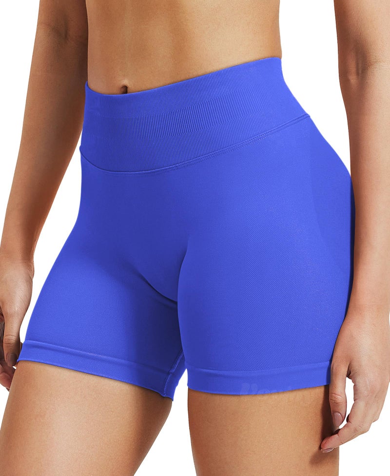VOYJOY Women Workout Impact Shorts 2.5"/ 3.6"/ 4.5"/ 6" Scrunch Butt Lifting Gym Seamless Booty Biker Shorts Electric Blue - Image 3