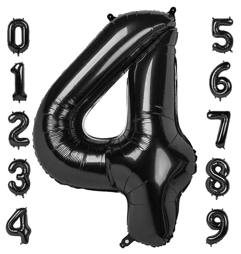 Mluchee 40 Inch Large Numbers Balloon, 4 Black Ballon for 4th 14 40 44 Birthday Party, Balloon 4 Number for Graduations Wedding Supplies - Image 1
