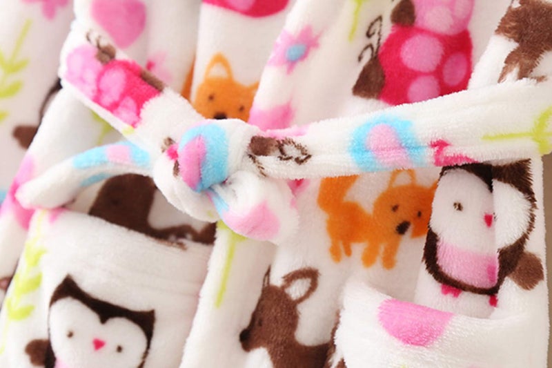 YOLIA Boys Girls Robes Kids Hooded Sleepwear Soft Fleece Bathrobes Cute Housecoat Gowns 4 Years - Image 4