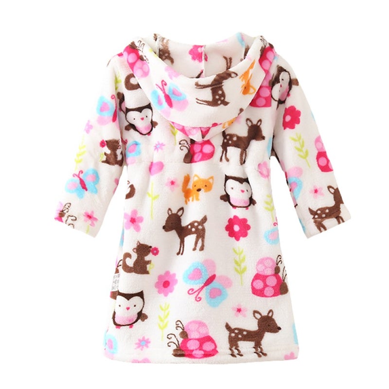 YOLIA Boys Girls Robes Kids Hooded Sleepwear Soft Fleece Bathrobes Cute Housecoat Gowns 4 Years - Image 2