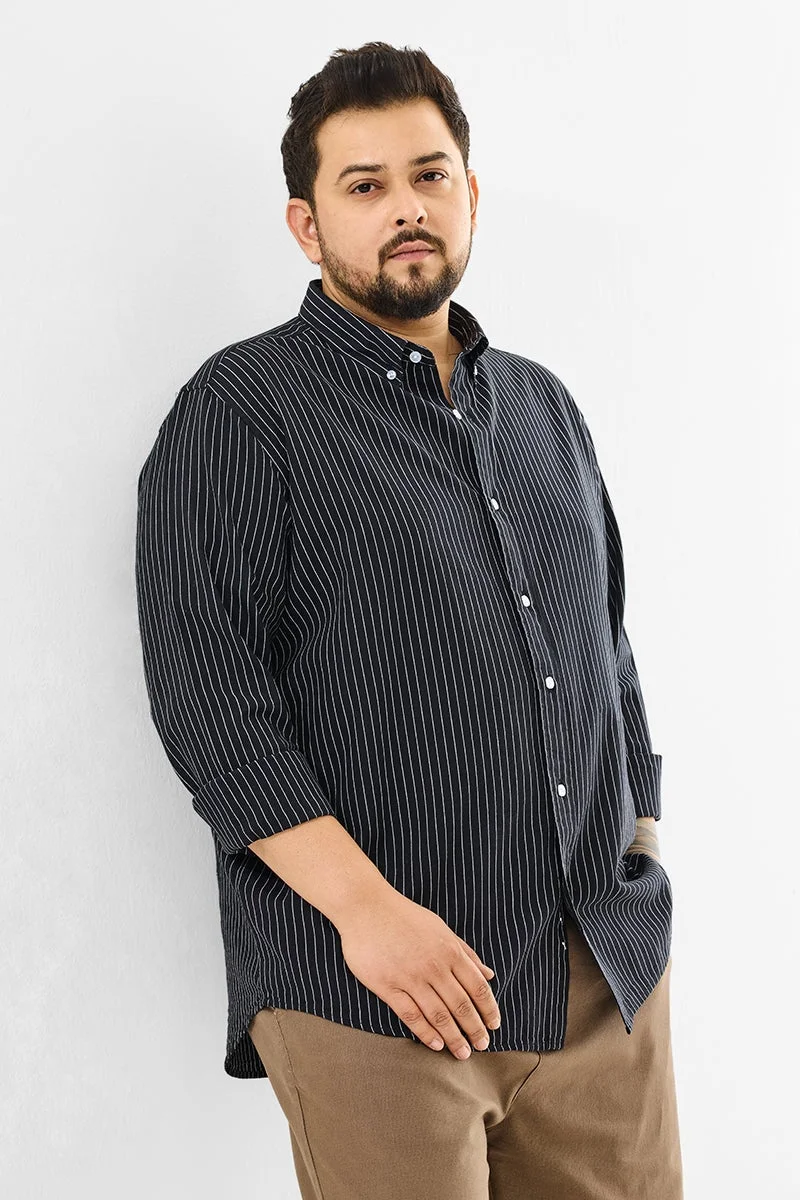 SNITCH Lining Black Stripes Plus Size Shirts