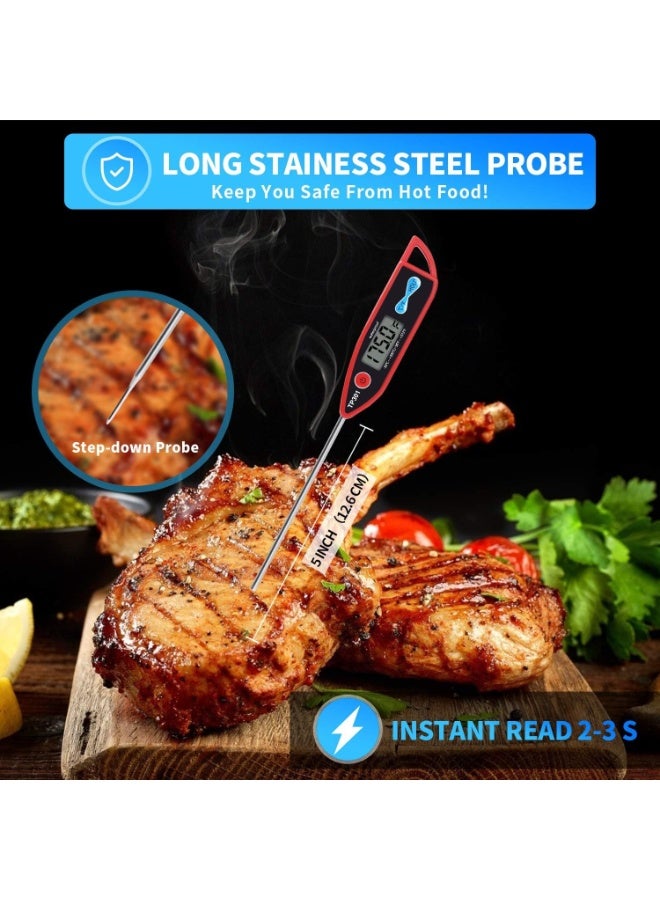 ترمومتر طعام رقمي مقاوم للماء IPX7، ترمومتر قراءة فورية للطبخ مع مسبار طويل من الفولاذ المقاوم للصدأ، مقياس حرارة للحوم والحليب والسوائل وصناعة الشموع - Image 1