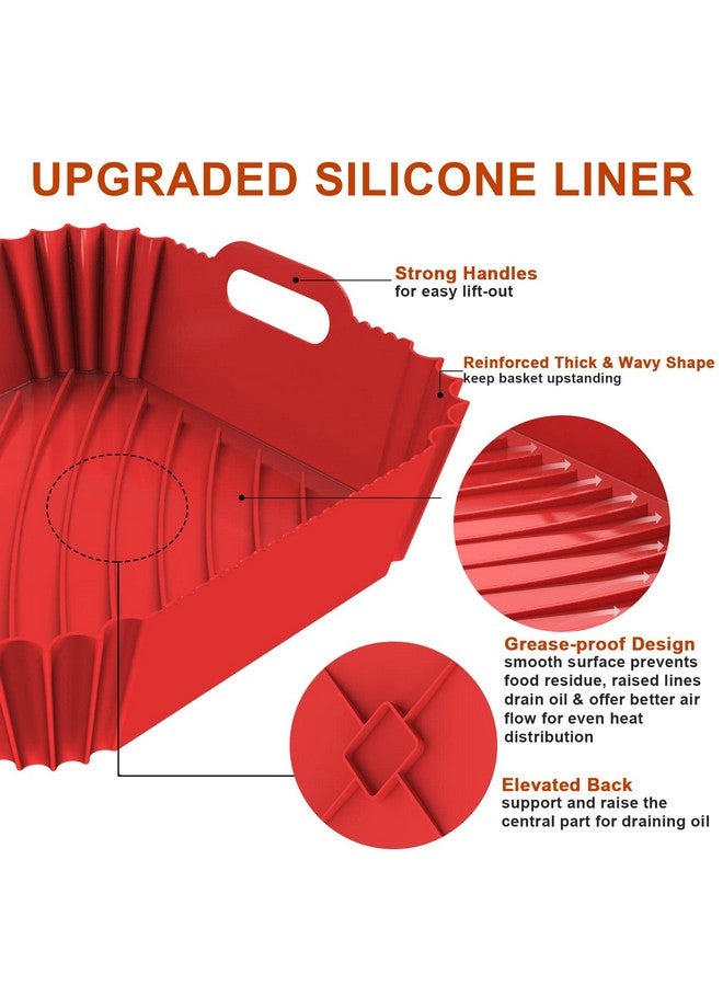 Seropy 2 Pack Silicone Air Fryer Liners Reusable, 7.1 Inch Airfryer Liners 4-7 QT Square Air Fryer Liners Silicone Pot Oven Liner Baking Tray, Air Fryer Basket Mat Silicone Bowl Air Fryer Accessories - Image 3