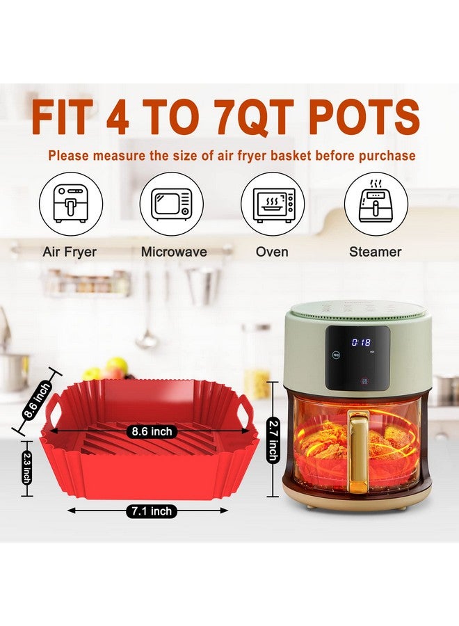 Seropy 2 Pack Silicone Air Fryer Liners Reusable, 7.1 Inch Airfryer Liners 4-7 QT Square Air Fryer Liners Silicone Pot Oven Liner Baking Tray, Air Fryer Basket Mat Silicone Bowl Air Fryer Accessories - Image 2