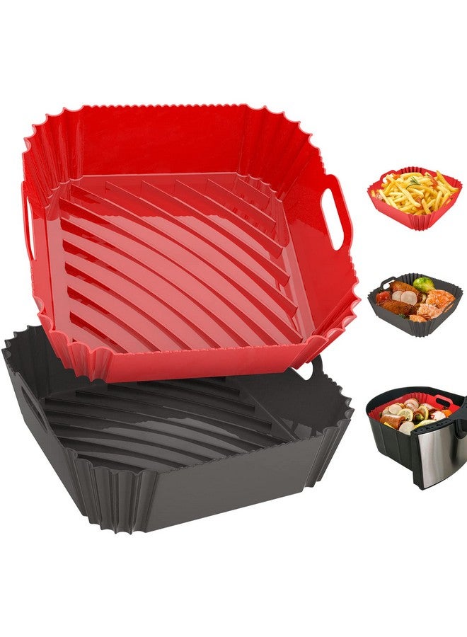 Seropy 2 Pack Silicone Air Fryer Liners Reusable, 7.1 Inch Airfryer Liners 4-7 QT Square Air Fryer Liners Silicone Pot Oven Liner Baking Tray, Air Fryer Basket Mat Silicone Bowl Air Fryer Accessories - Image 1