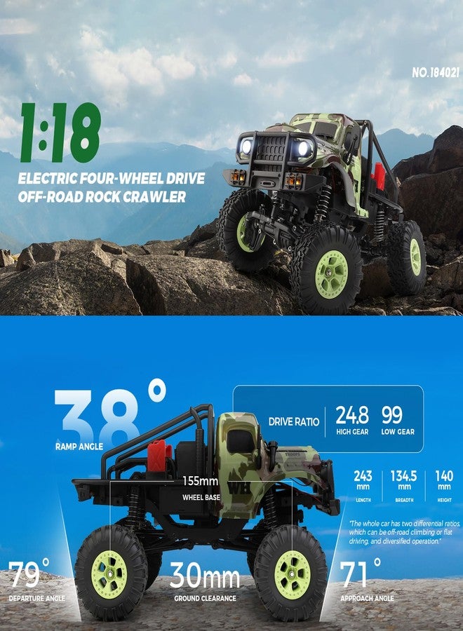 GoolRC Remote Control Car, WLtoys 184021 RC Cars, 1/18 Scale 2.4GHz RC Crawler, 4WD All Terrain Off Road Monster Truck, Two-Speed Shift RC Rock Crawler with LED Searchlight for Teens and Adults - Image 4