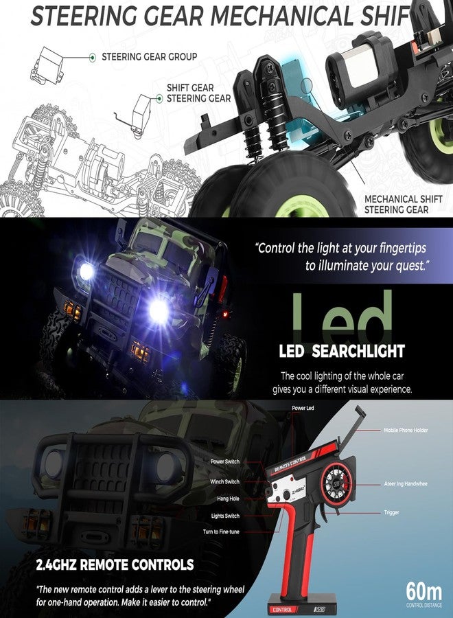 GoolRC Remote Control Car, WLtoys 184021 RC Cars, 1/18 Scale 2.4GHz RC Crawler, 4WD All Terrain Off Road Monster Truck, Two-Speed Shift RC Rock Crawler with LED Searchlight for Teens and Adults - Image 5