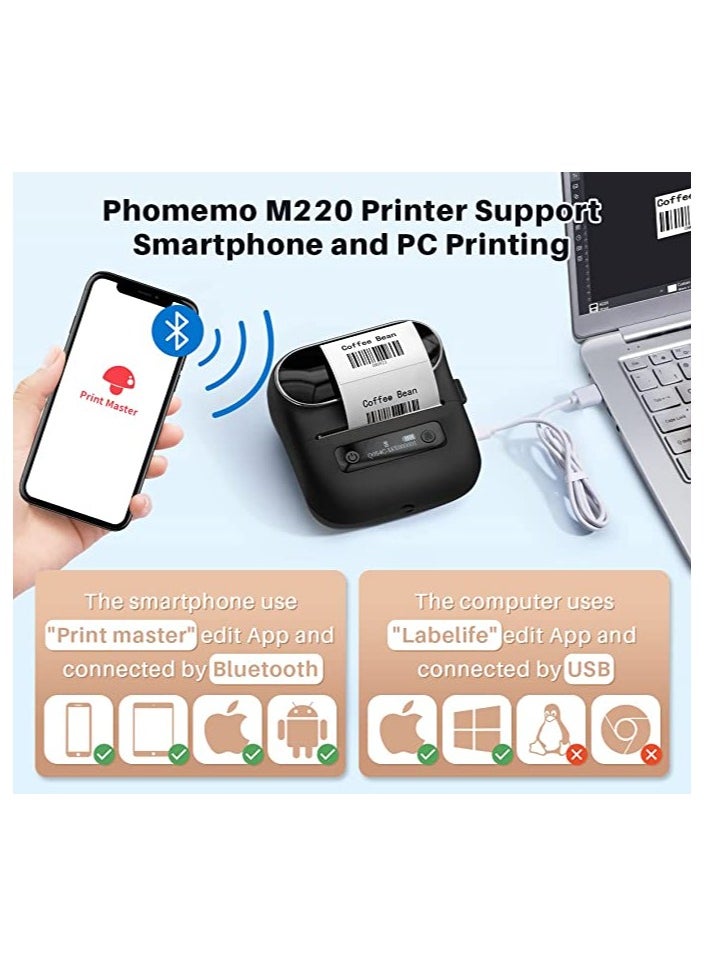 phomemo - Phomemo M220 Portable Thermal Label Makers Bluetooth Printer For Barcode Labeling Organizing Small Business Compatible With iOS & Android - Image 1