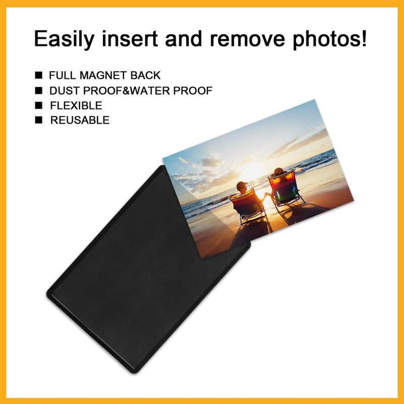 KikoSkool Magnetic Photo Pocket Refrigerator 20 Pack, Hold Black 2.5X3.5 Photos, Magnetic Photo Frame for Fridge, Locker, Office Cabinet. - Image 3