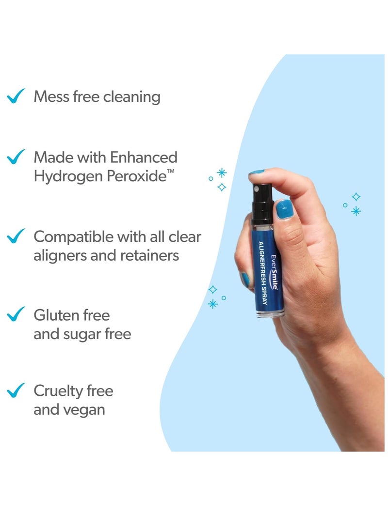 EverSmile EverSmile AlignerFresh Original Clean Spray. Retainer & Invisalign Cleaner Spray - On The Go Aligner Cleaning & Teeth Whitening. Kills Bacteria & Freshens Bad Breath. Mint Flavored (2pk)  - Image 4