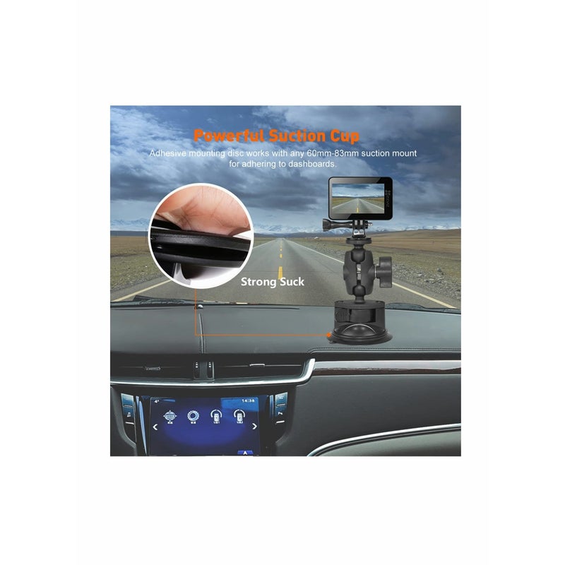Zikra Camera Car Windshield Suction Cup Mount Compatible with for GoPro Hero 10 9 8 7 6 5 Black 4 Session Insta360 for AKASO Campark DJI OSMO Action YI Action Camera Car Dash Cameras - Image 5