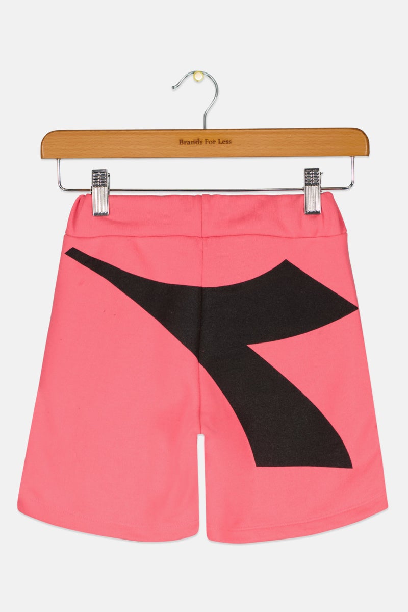 DIADORA Toddlers Girl Brand Logo Basic Shorts, Pink/Black - Image 2