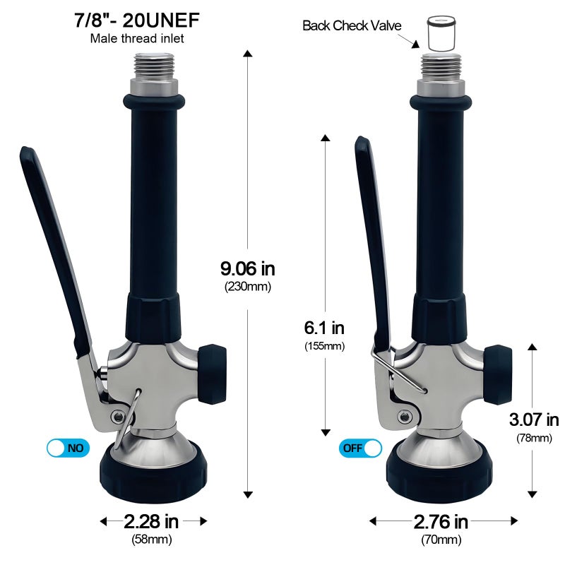 Achelous Pre Rinse Spray Commercial Sink Faucet Sprayer Dual Function,Spray Valve For Use In Commercial Kitchen Faucet,Stainless Steel Nickel Brushed Finishedï¼ˆBlackï¼‰ - Image 3