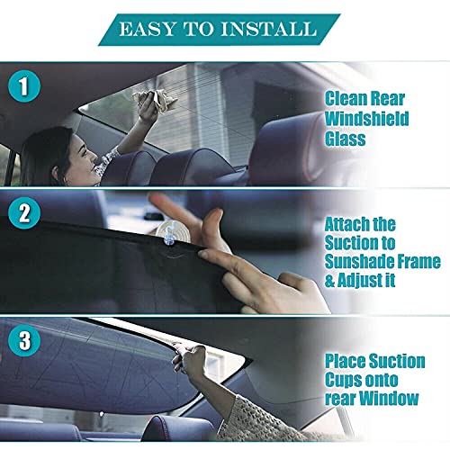 IC ICLOVER Car Sun Shade, UV Protection Folding Auto Rear Window Sunshade, 39 x 20 Inch Universal Mesh Back Window Visor with Suction Cups for Children - Image 5