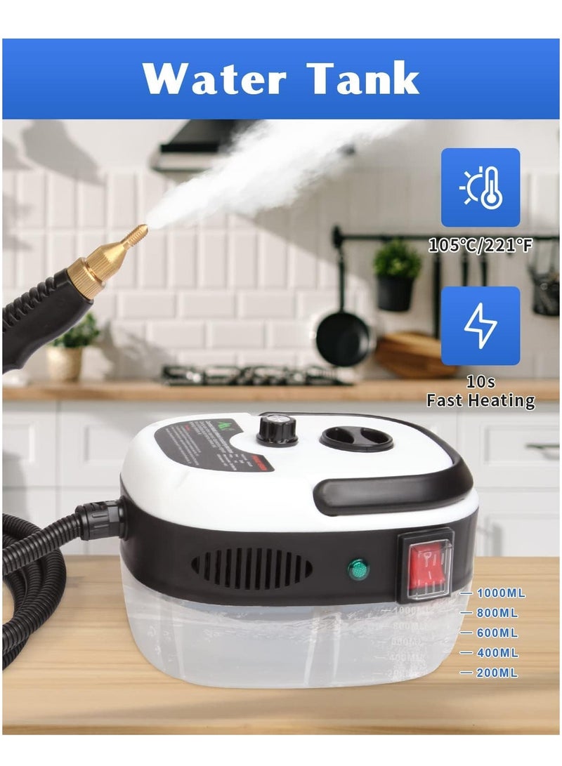 Excefore Handheld Steam Cleaner, 2500W Car Steam Cleaner with 3 Brush Heads, Towel, Sponge Steam Cleaners for Home Use, High Temperature Fast Heating Steamer - Image 2