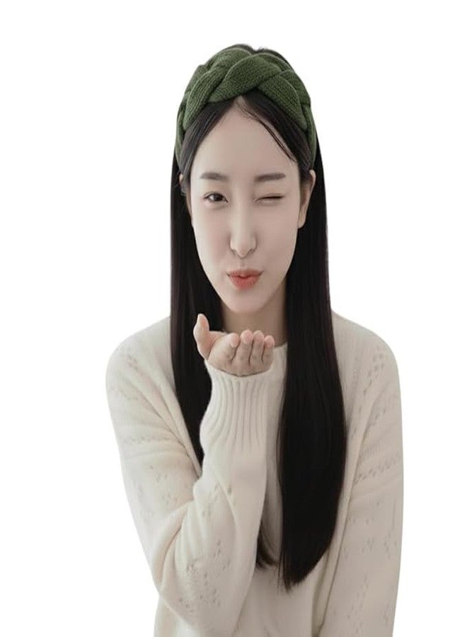 Richmen Women Winter Woolen Headband Ear-warmer Earmuff | Acrylic Woolen Skull Stretch headband For Girls (Green) - Image 2