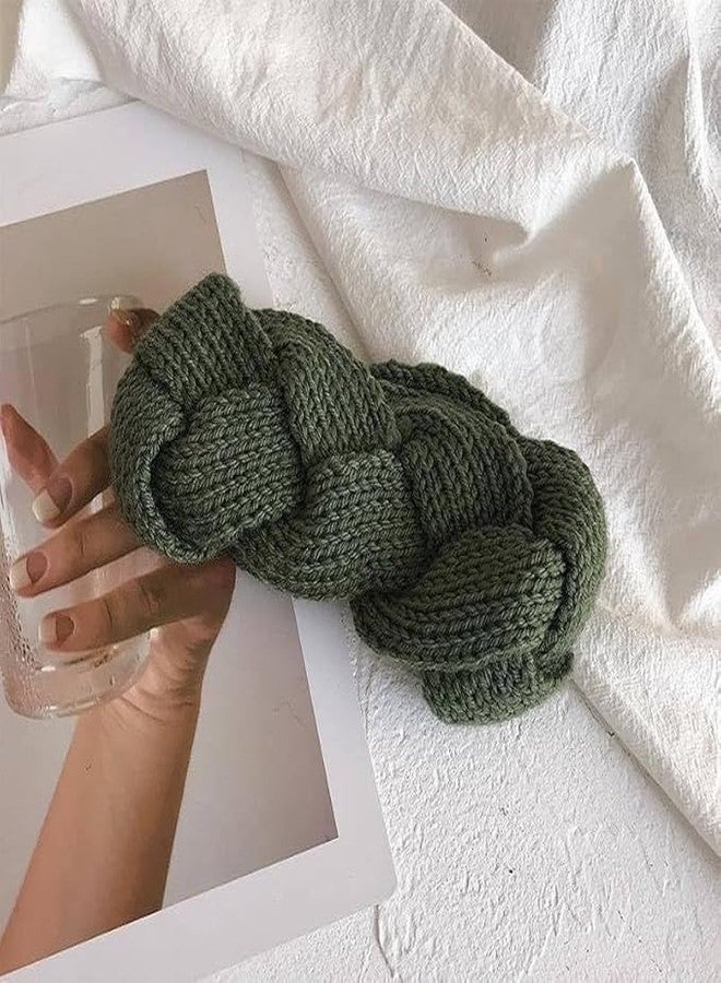 Richmen Women Winter Woolen Headband Ear-warmer Earmuff | Acrylic Woolen Skull Stretch headband For Girls (Green) - Image 4
