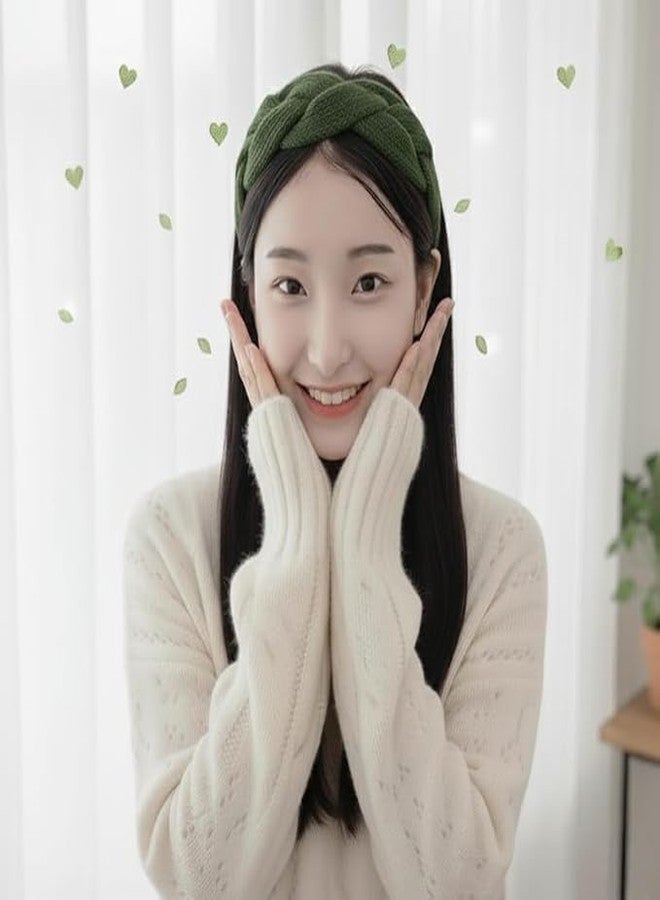 Richmen Women Winter Woolen Headband Ear-warmer Earmuff | Acrylic Woolen Skull Stretch headband For Girls (Green) - Image 1
