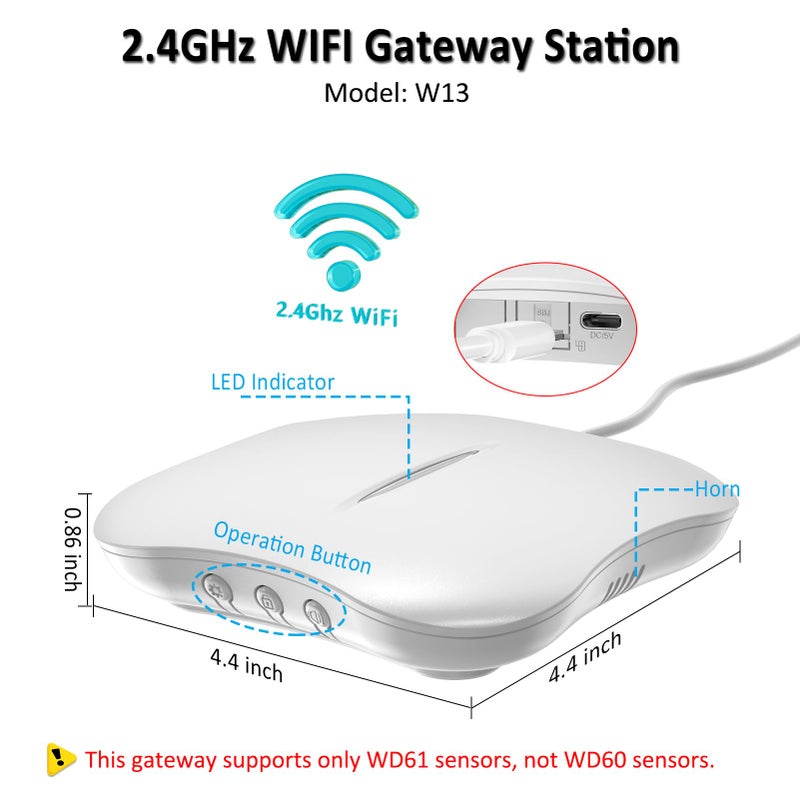 METAK WiFi Water Leak Detector for Home with App Notification, 1 2.4Ghz Gateway + 6 WD61 Sensor, 120dB Water Flood/Drip Alarm for Basement/Kitchen/Bathroom/Toilet/Laundry Room,Sink/Pipe/Faucet Leakage Alert - Image 3