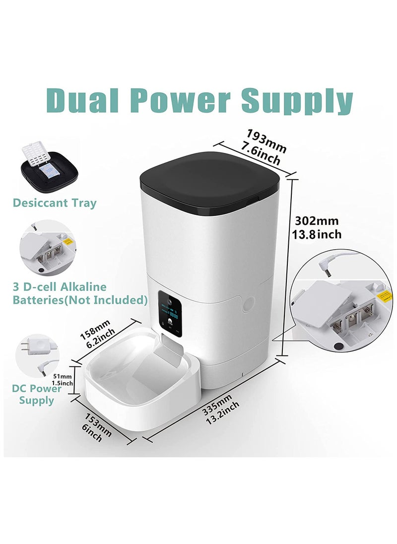 Generic - Pet Feeder,6L Automatic Pet Feeder For Cats and Dogs,1080P Camera,App Control,Voice Recorder,Timed Feeder for Schedule Feeding, Dual Power Supply,WiFi Pet Food Dispenser with App Control - Image 1