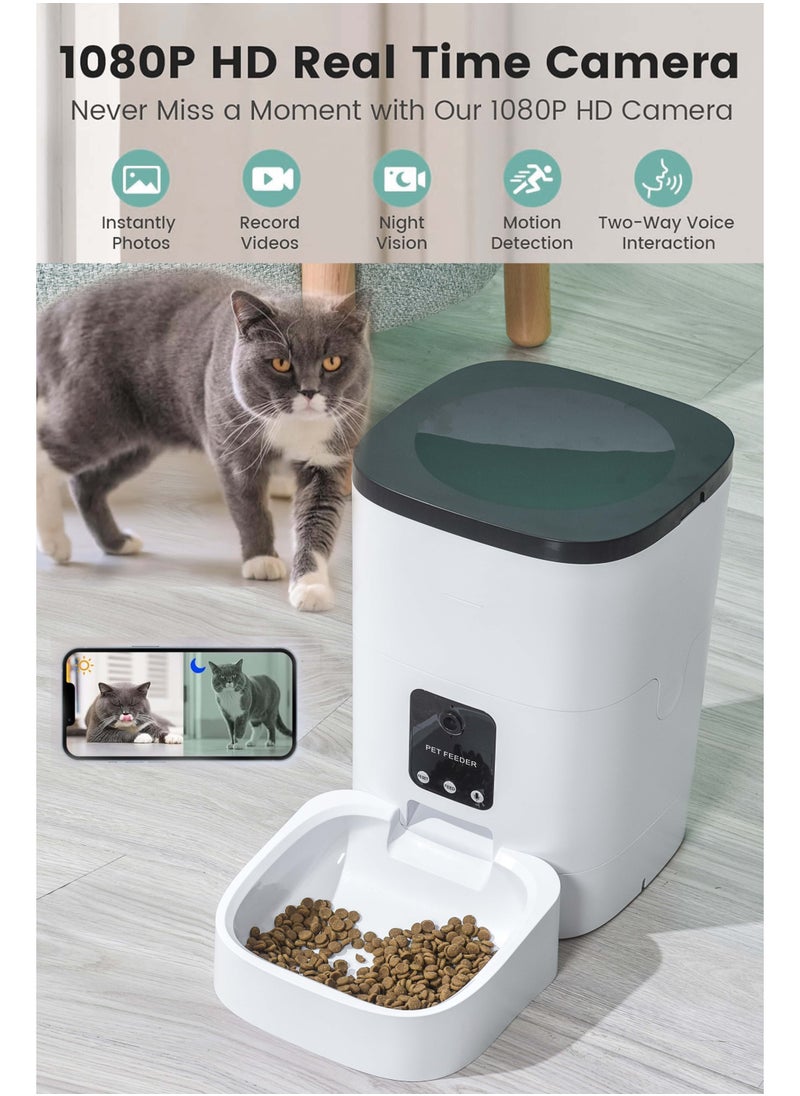 Generic - Pet Feeder,6L Automatic Pet Feeder For Cats and Dogs,1080P Camera,App Control,Voice Recorder,Timed Feeder for Schedule Feeding, Dual Power Supply,WiFi Pet Food Dispenser with App Control - Image 1
