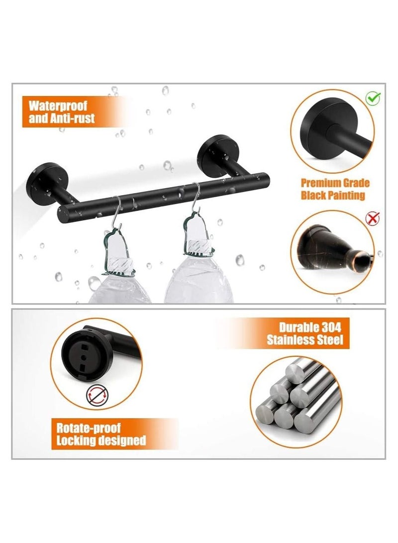 5-Pieces Matte Black Bathroom Hardware Set SUS304 Stainless Steel Round Wall Mounted - Includes Hand Towel Bar, Toilet Paper Holder, 3 Robe Towel Hooks,Bathroom Accessories Kit  - Image 5