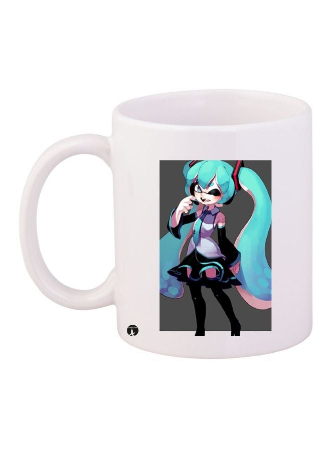 Cartoon Printed Coffee Mug White/Blue/Black 11ounce