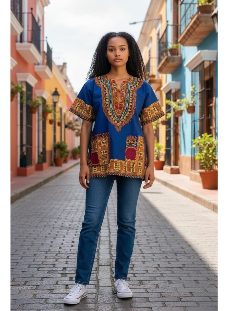 Women's Printed Short-Sleeve Casual Tunic Blouse - Image 1