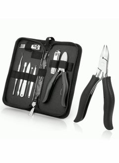 Toenail Clippers for Thick and Ingrown Nails, Black Nail Clipper Kit and Professional Podiatrist Toenail Clippers Heavy Duty Nail Scissors