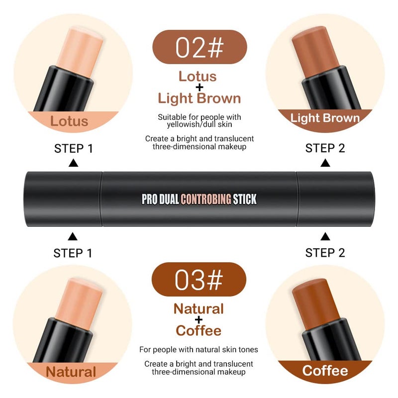 evpct 4 Colors Contour Stick Makeup Set Concealer Stick Cream Contouring Palette Makeup Kit for Beginners Nose Bronzer Sticks Liquid Contour Face Highlighter Makeup 02+03 - Image 2