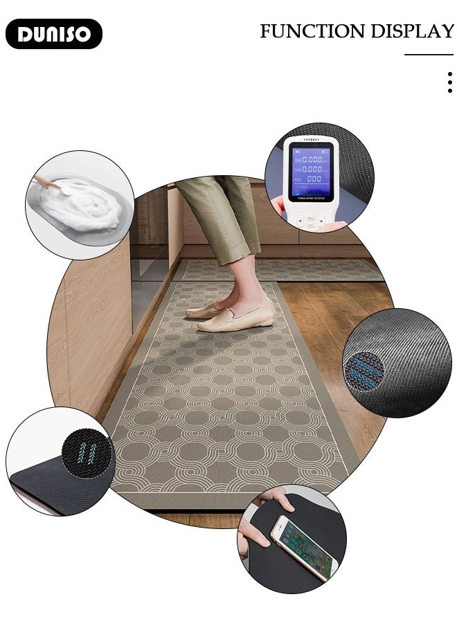 DUNISO 2 PCS  Kitchen Mats and Rugs Set , Non Slip Heavy Duty Standing Mat, Quick Dry Diatom Mud Floor Mat,  Extra Soft and Absorbent Floor Mats for  Kitchen, Bath, Office, Laundry(40*60cm+40*120cm)  - Image 5